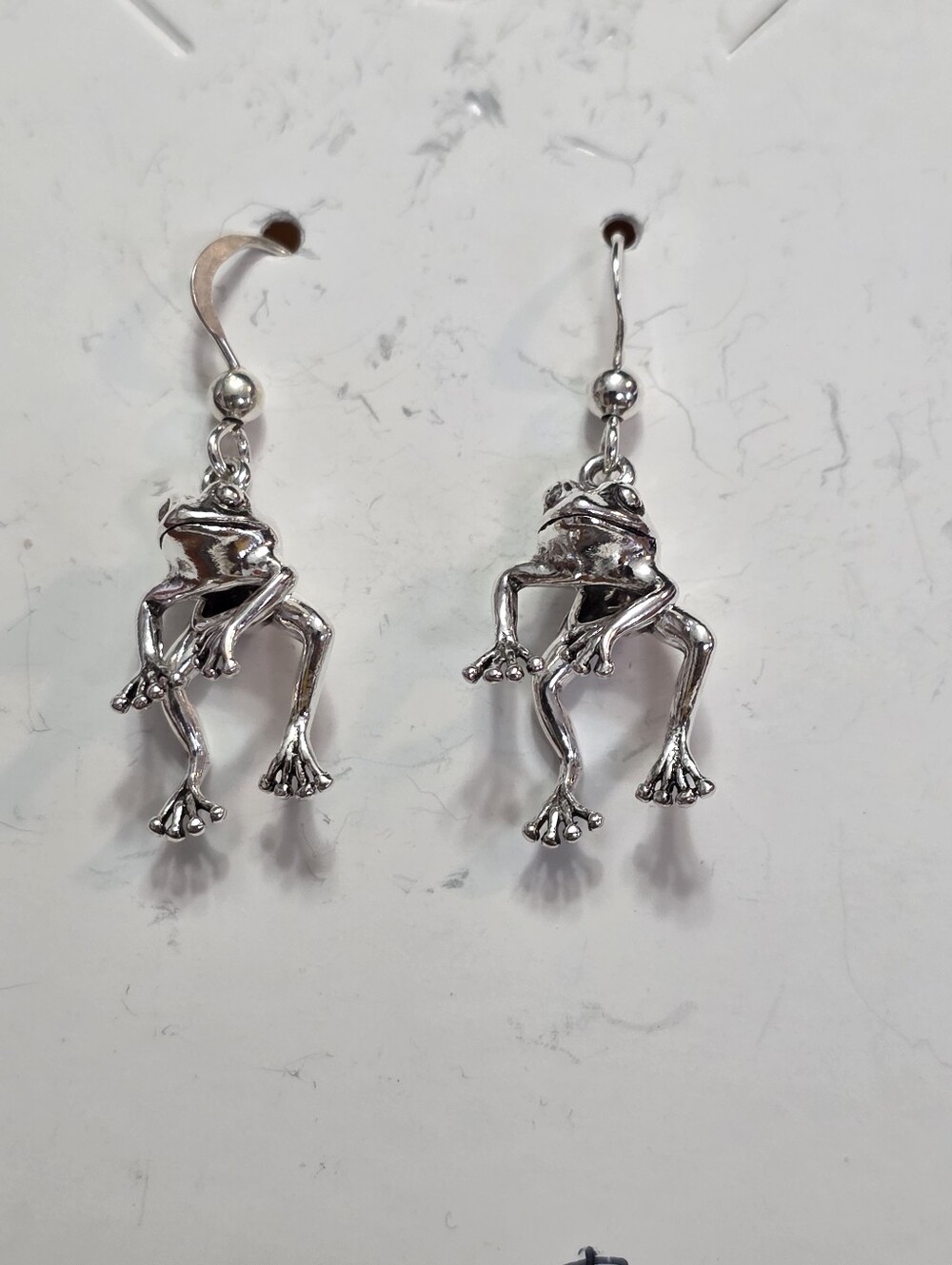 Silver Movable Frog Dangle Earrings - Women Jewelry